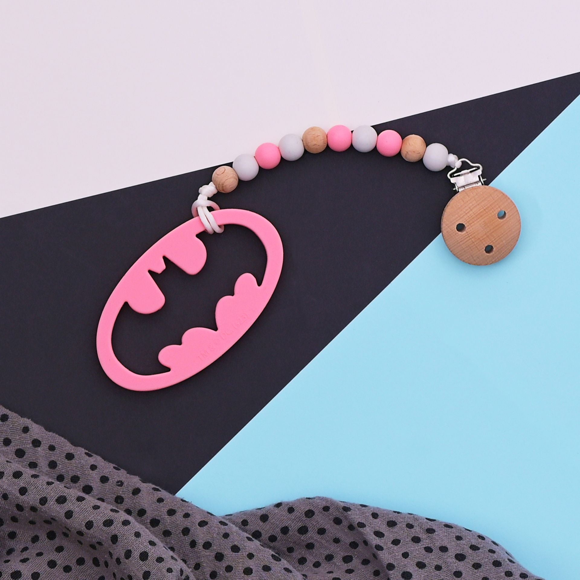 Warner Bros Little Heroes Batman Pink Silicone Teether in Drawstring B