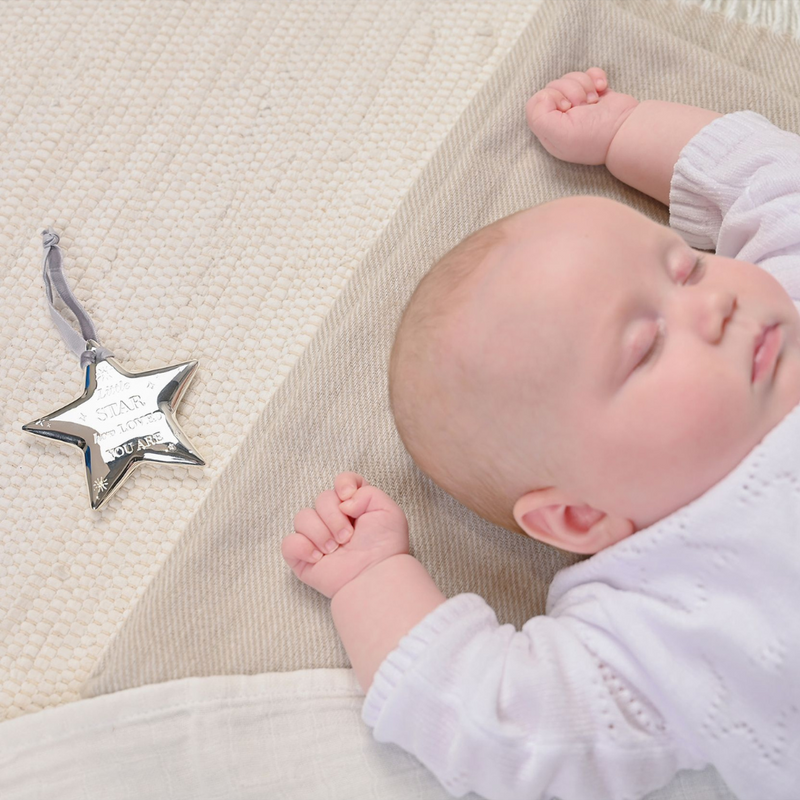 Bambino Silver Plated 'Little Star How Loved You Are' Star Plaque with Luxury Packaging