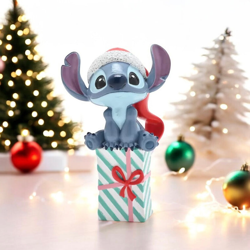 Disney Christmas Stitch Atop a Present Figurine