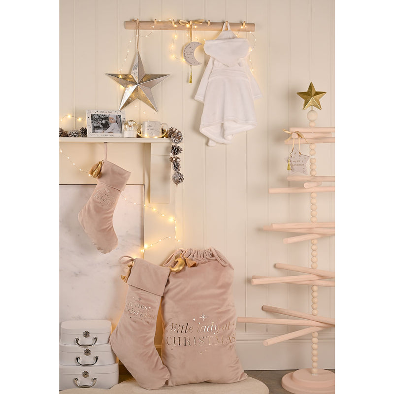 Bambino Baby's First Christmas Small Pink Stocking