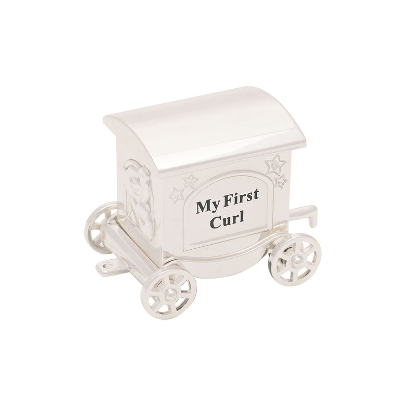 Bambino Silver Plated First Tooth and Curl Train Set With Two Carriages - Gift Boxed