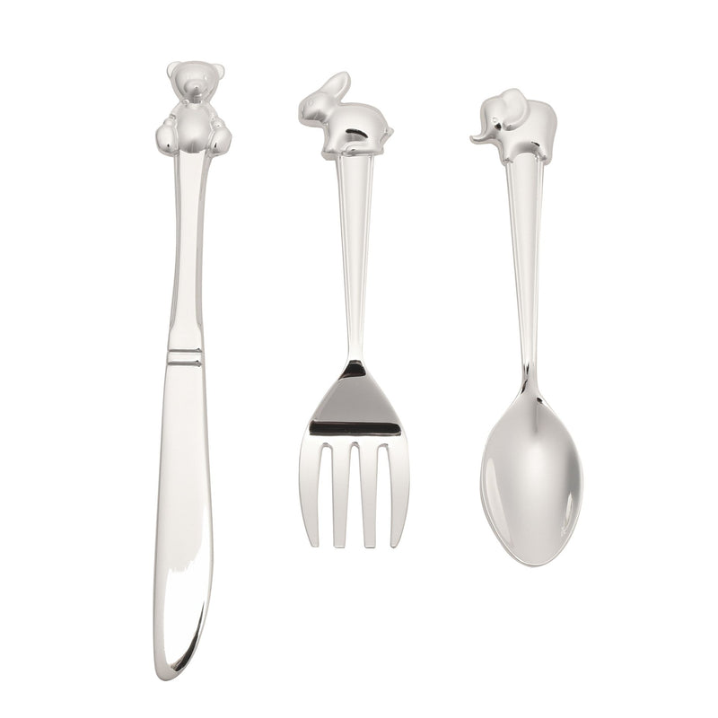 Bambino Silverplated Bear, Rabbit and Elephant 3-Piece Cutlery Set in Gift Box