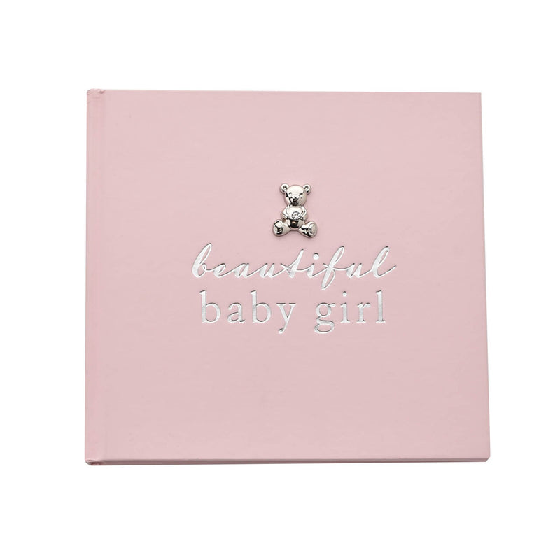 Bambino 'Beautiful Baby Girl' Pink Photo Album with Silver Teddy Decal