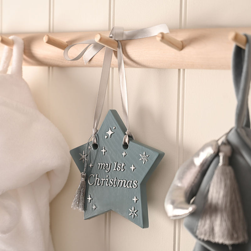 Bambino 'My 1st Christmas' Hanging Star Tassel Blue Plaque