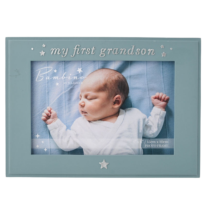 PRE-ORDER Bambino 'My First Grandson' Blue Photo Frame - 6" x 4"