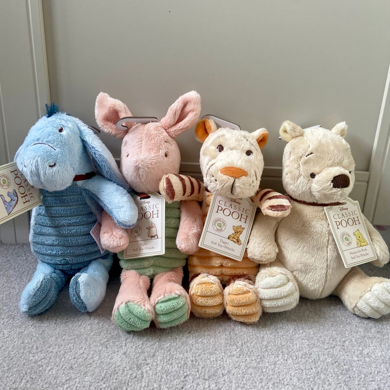 Disney Winnie the Pooh Set of Four Small Classic Soft Toys Featuring Pooh, Tigger, Eeyore & Piglet - 20cm