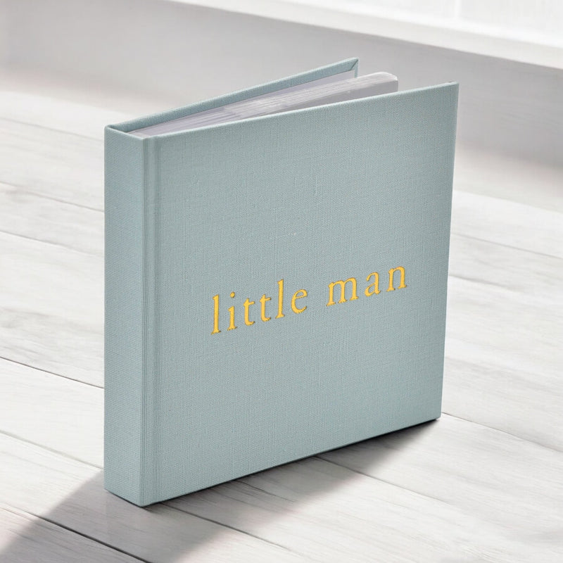 PRE-ORDER Bambino 'Little Man' Blue Linen Photo Album