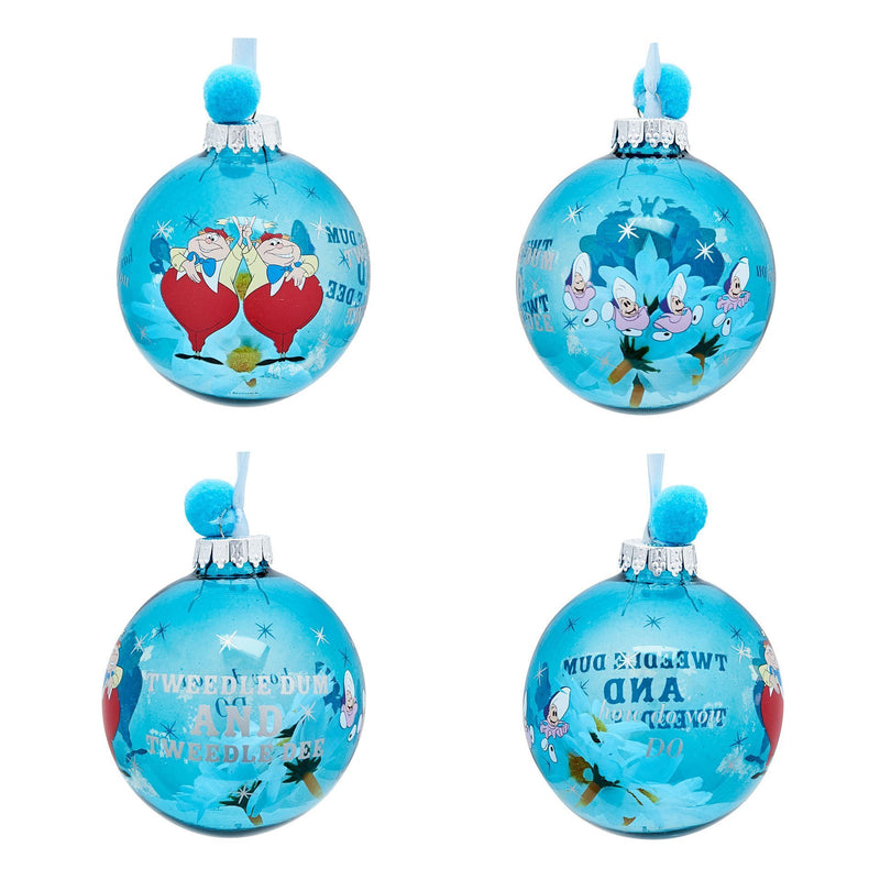 PRE-ORDER Disney Alice in Wonderland Set of 7 Colourful Flower Pom Pom Baubles in Gift Box