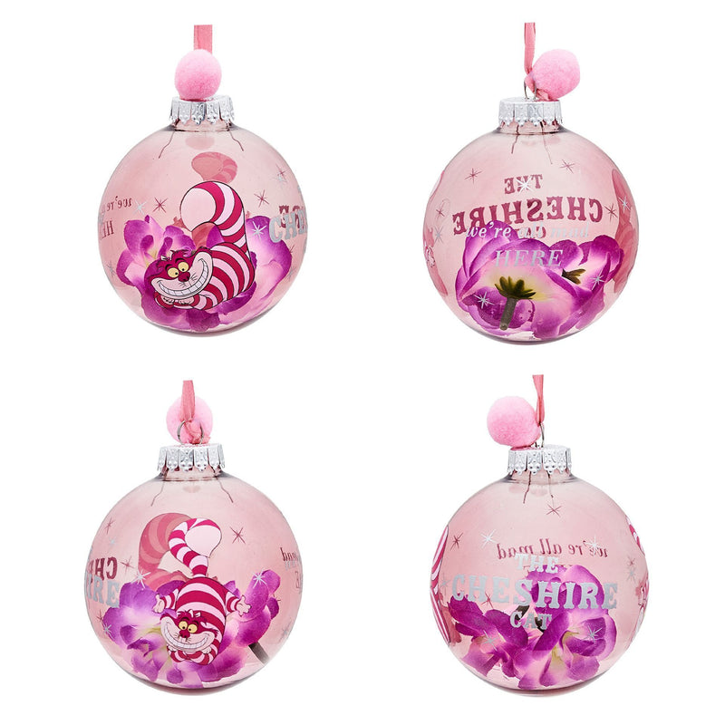 PRE-ORDER Disney Alice in Wonderland Set of 7 Colourful Flower Pom Pom Baubles in Gift Box