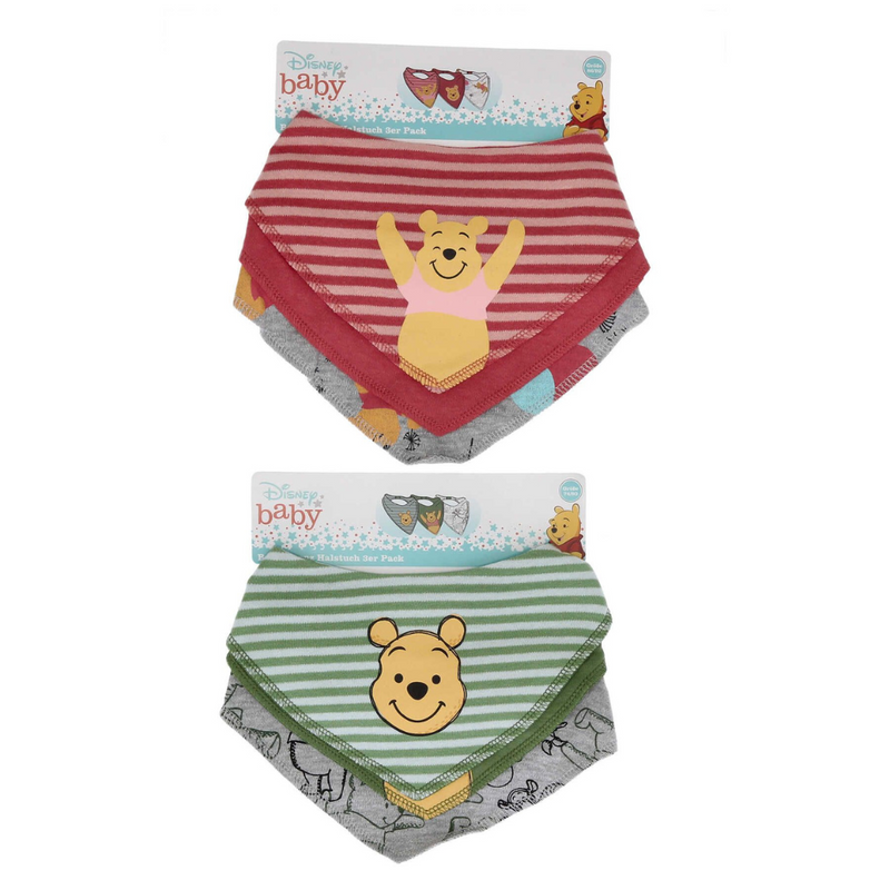 Disney Baby Winnie the Pooh 3-Pack Bibs in Green or Red (3-24M)