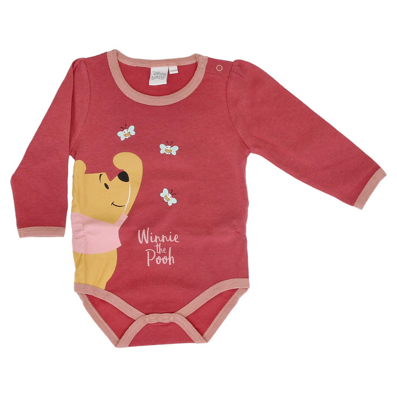 Disney Baby Winnie the Pooh Deep Red and Grey 2-Pack Bodysuits (3-12M)