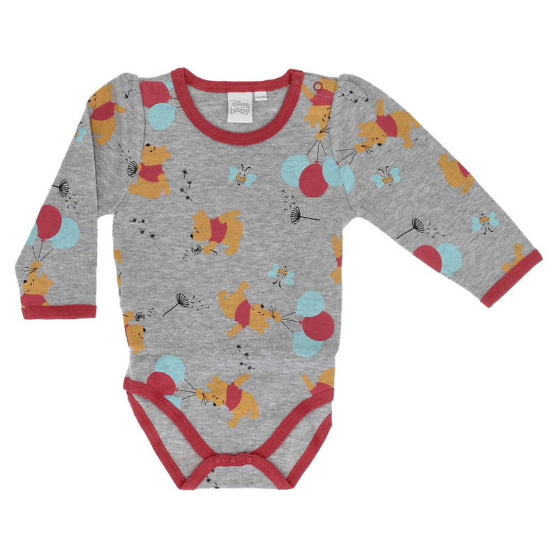 Disney Baby Winnie the Pooh Deep Red and Grey 2-Pack Bodysuits (3-12M)