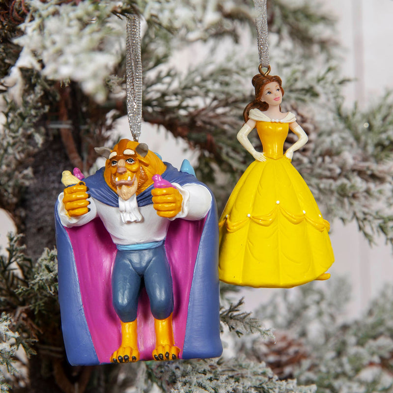 Disney Beauty & The Beast Set of 2 Resin Hanging Decorations