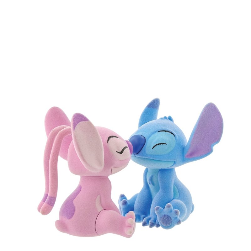 Disney Flocked Kissing Stitch and Angel Figurines Set