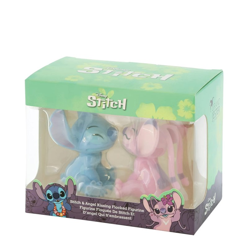 Disney Flocked Kissing Stitch and Angel Figurines Set