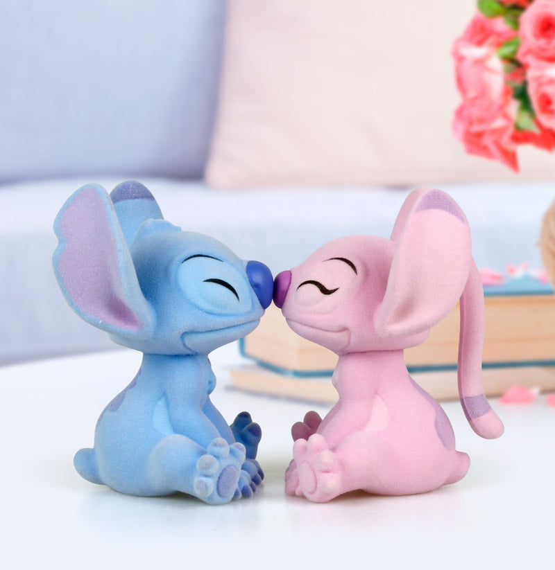 Disney Flocked Kissing Stitch and Angel Figurines Set