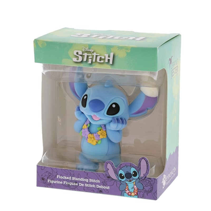 Disney Flocked Stitch Figurine in a Lei