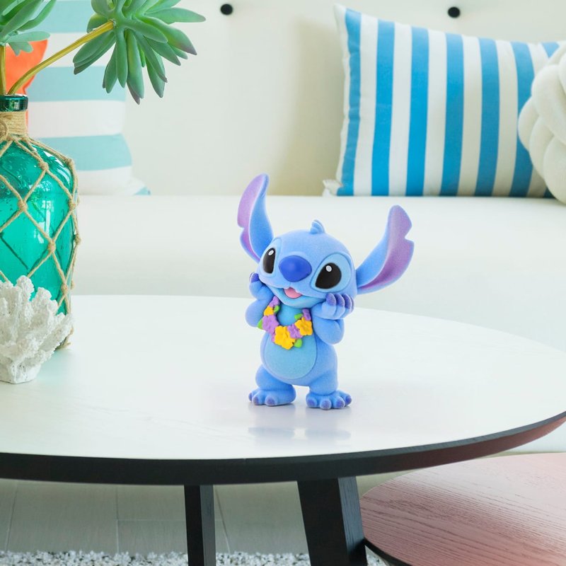 Disney Flocked Stitch Figurine in a Lei