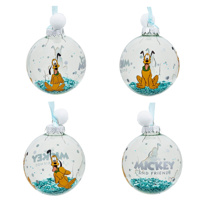 Disney Mickey & Friends Set of 7 Colourful Glitter Pom Pom Baubles in Gift Box