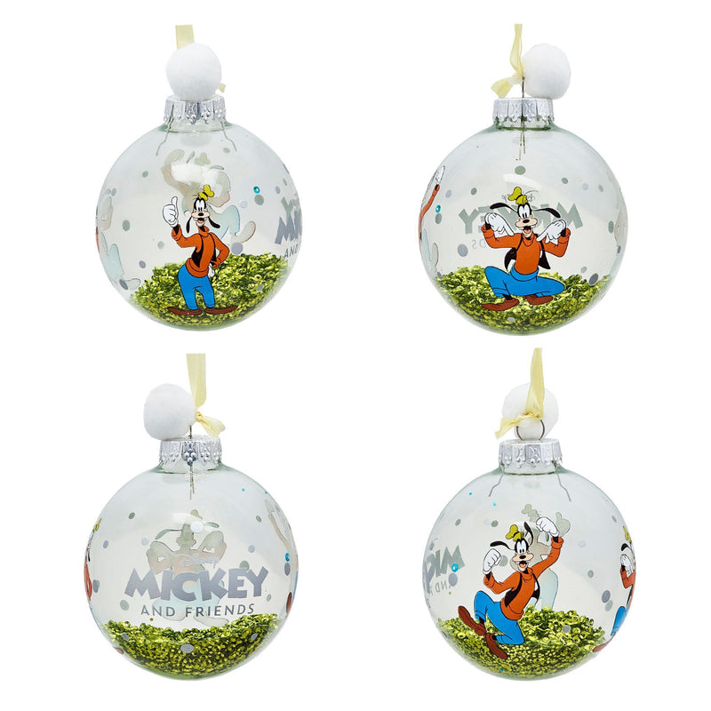 Disney Mickey & Friends Set of 7 Colourful Glitter Pom Pom Baubles in Gift Box