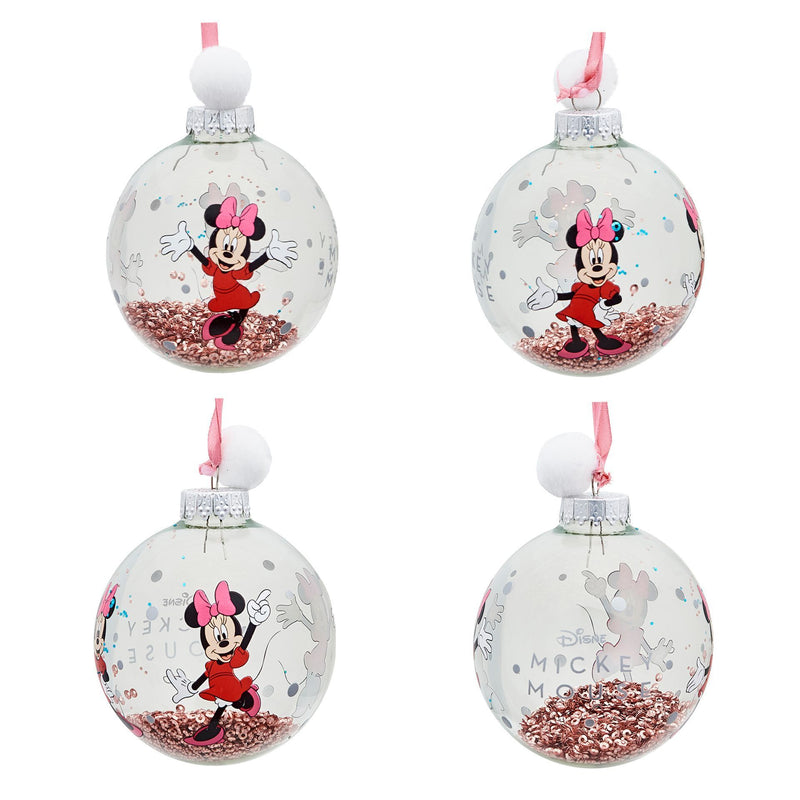 Disney Mickey & Friends Set of 7 Colourful Glitter Pom Pom Baubles in Gift Box