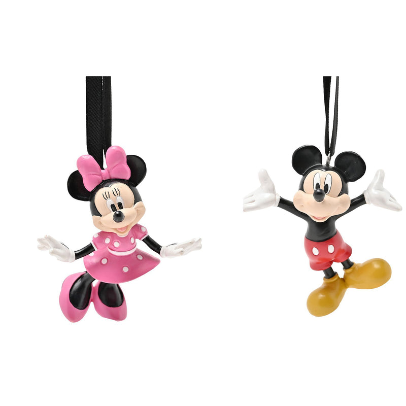 Disney Mickey & Minnie Mouse Small Resin Christmas Decorations - Set of 2