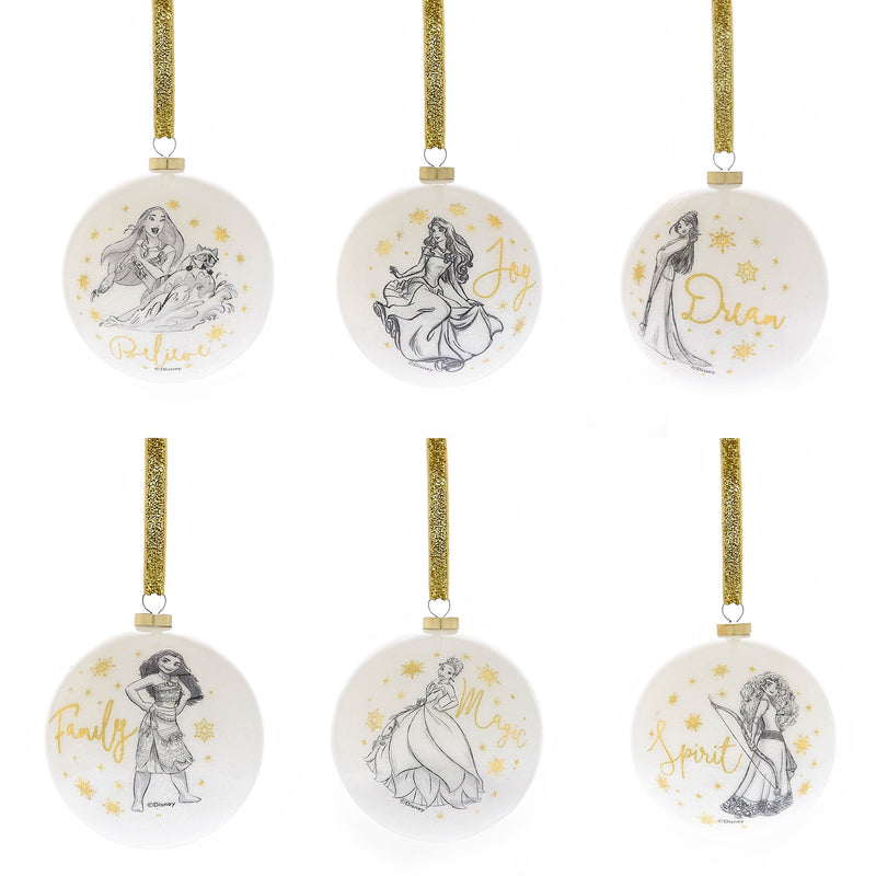 MISSING BAUBLE/MISPRINT Disney Princess Set of 6 Acrylic Baubles (9cm)