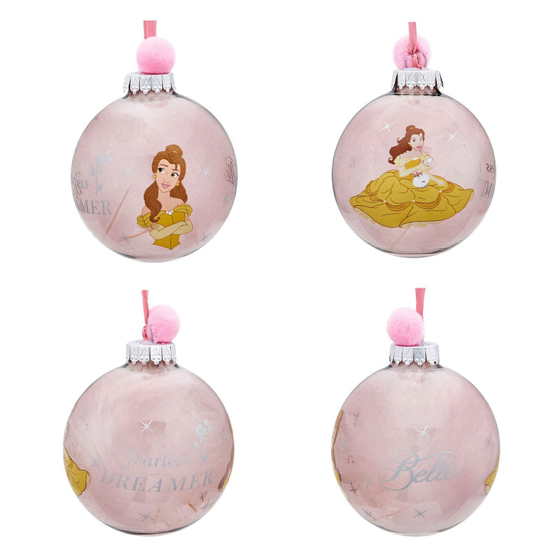 PRE-ORDER Disney Princesses Set of 7 Colourful Feather-Filled Pom Pom Baubles in Gift Box