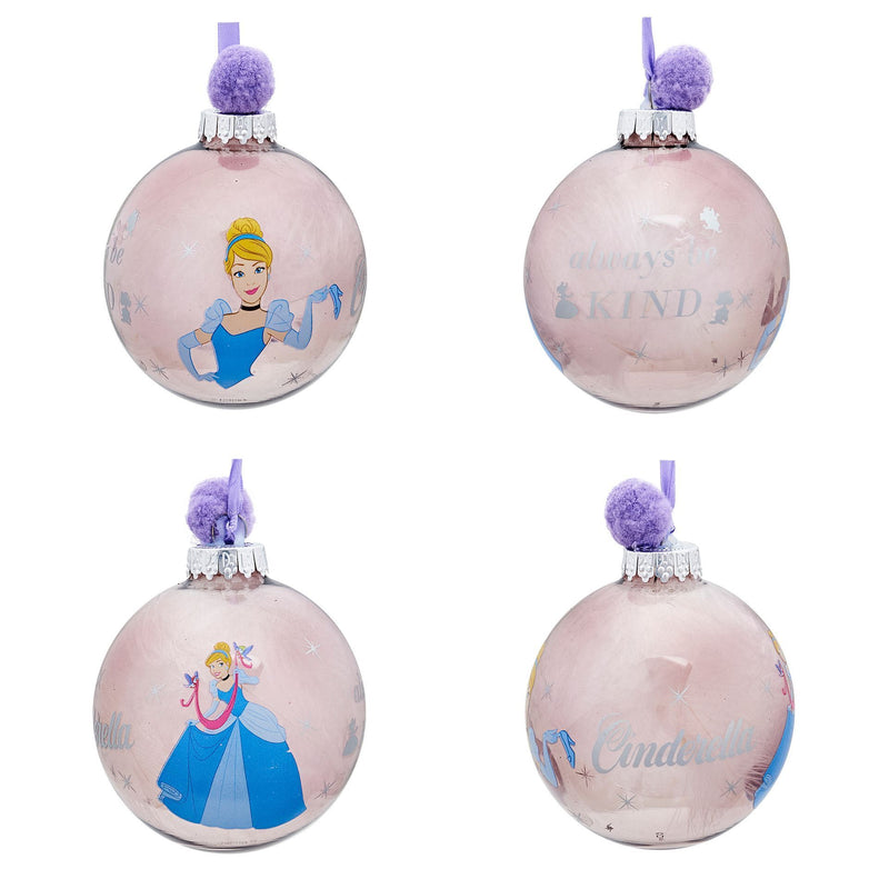 PRE-ORDER Disney Princesses Set of 7 Colourful Feather-Filled Pom Pom Baubles in Gift Box