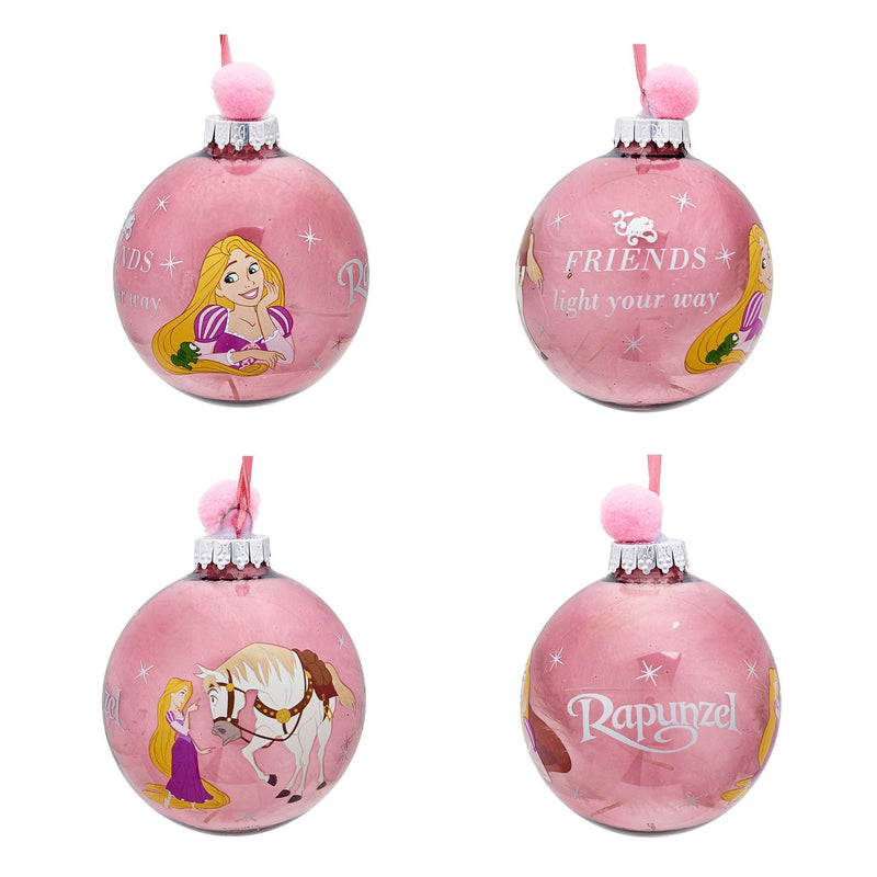 PRE-ORDER Disney Princesses Set of 7 Colourful Feather-Filled Pom Pom Baubles in Gift Box