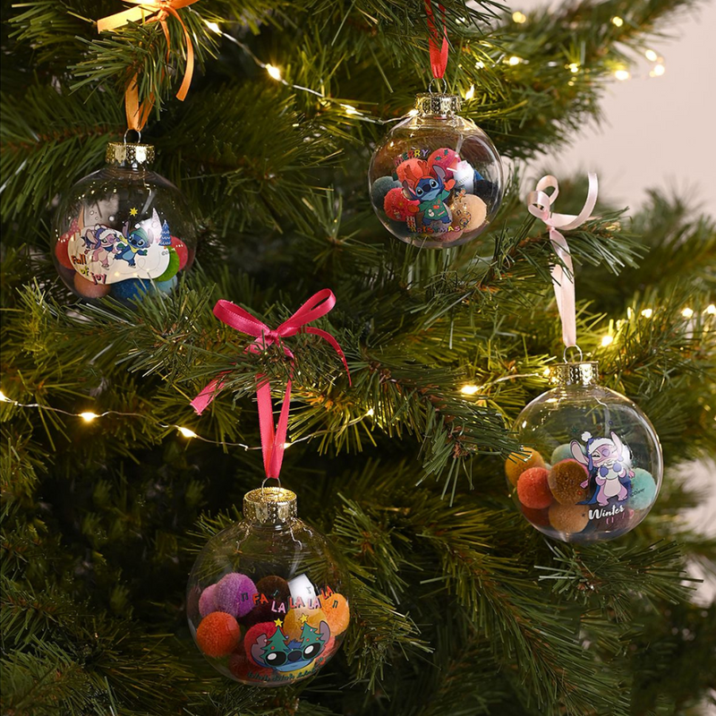 Disney Stitch Gift Boxed Set of 7 Baubles with Pom Poms