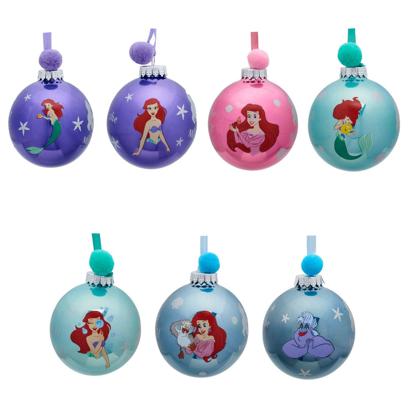 Disney The Little Mermaid Set of 7 Metallic-Style Pom Pom Baubles in Gift Box