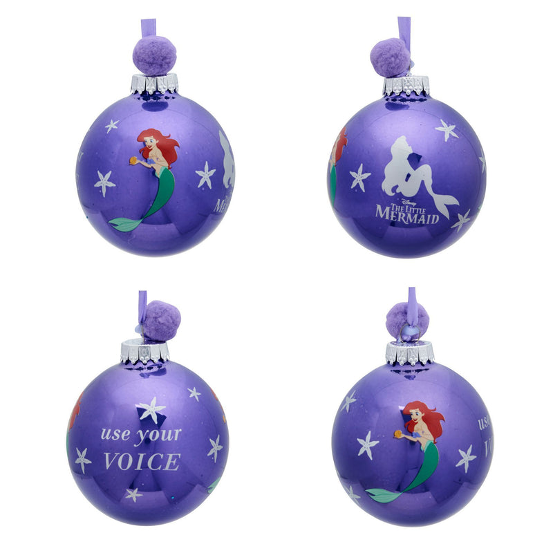 Disney The Little Mermaid Set of 7 Metallic-Style Pom Pom Baubles in Gift Box