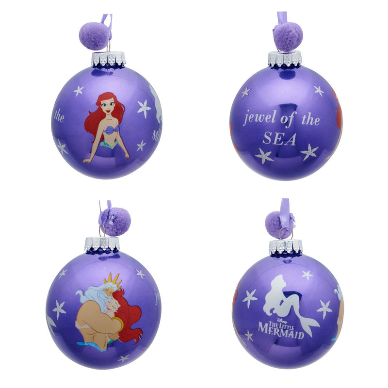 Disney The Little Mermaid Set of 7 Metallic-Style Pom Pom Baubles in Gift Box