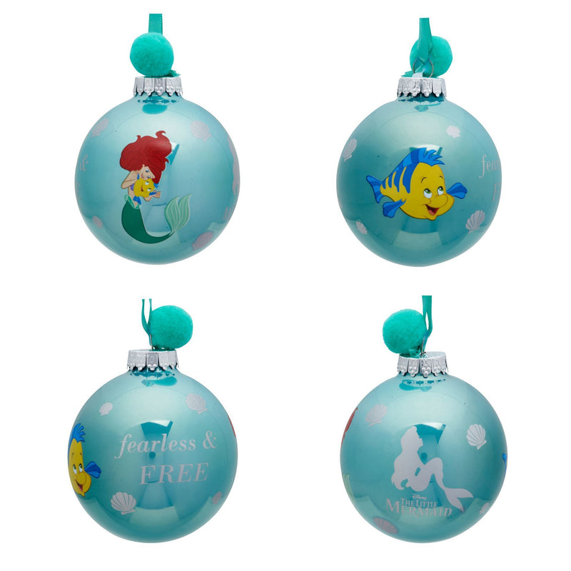 Disney The Little Mermaid Set of 7 Metallic-Style Pom Pom Baubles in Gift Box