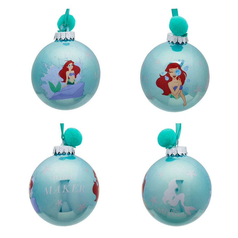 Disney The Little Mermaid Set of 7 Metallic-Style Pom Pom Baubles in Gift Box