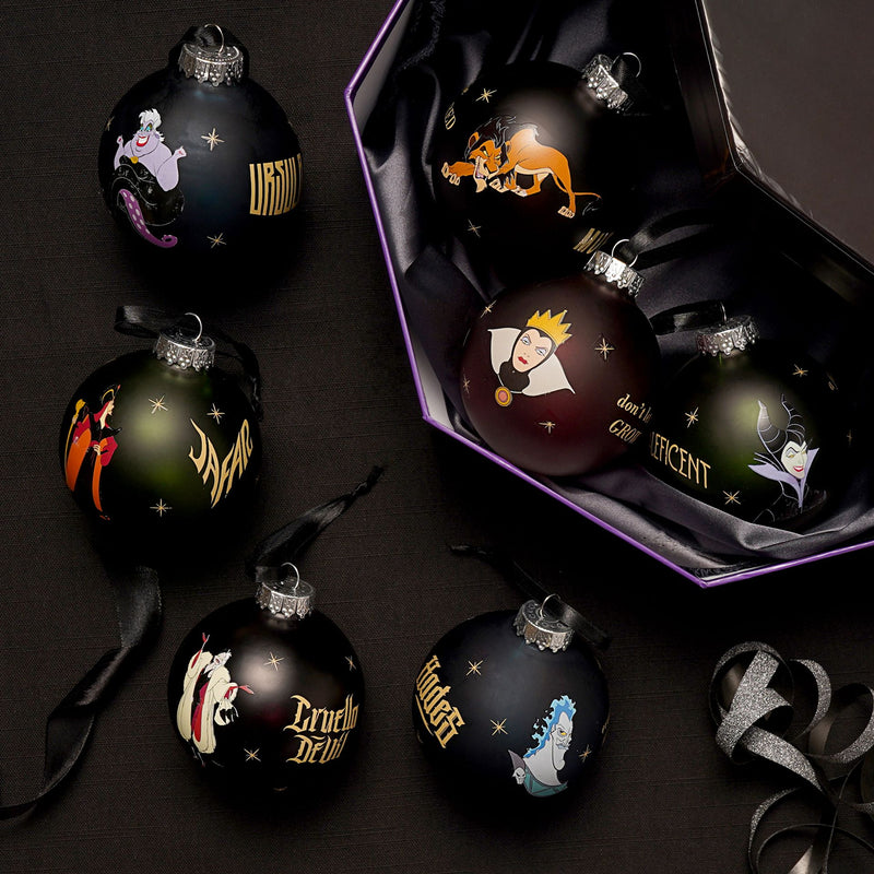 PRE-ORDER Disney Villains Set of 7 Wicked Pom Pom Baubles in Gift Box