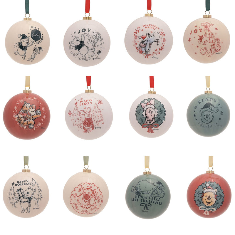 Disney Winnie the Pooh Classic Christmas Set of 12 Baubles