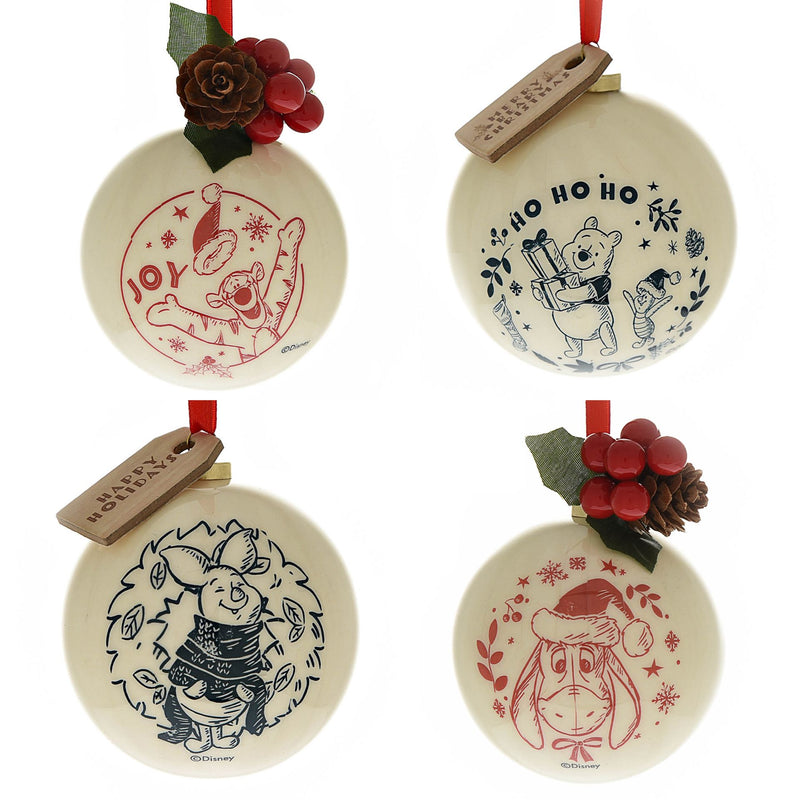 Disney Winnie the Pooh Classic Christmas Set of 4 Baubles