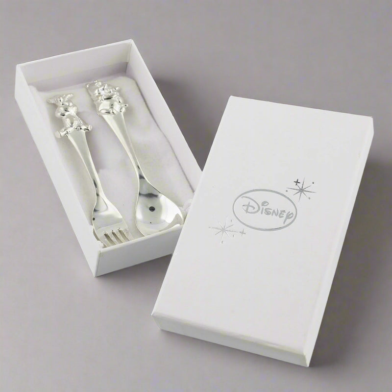 Disney Winnie the Pooh Silver Plated Fork & Spoon Gift-Boxed Set