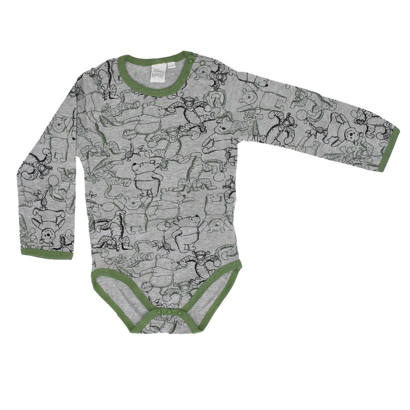 Disney Baby Winnie the Pooh Grey and Green 2-Pack Bodysuits (3-12M)