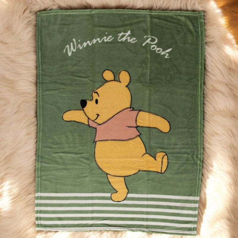 Disney Baby Winnie the Pooh Green Stripe Fleece Blanket