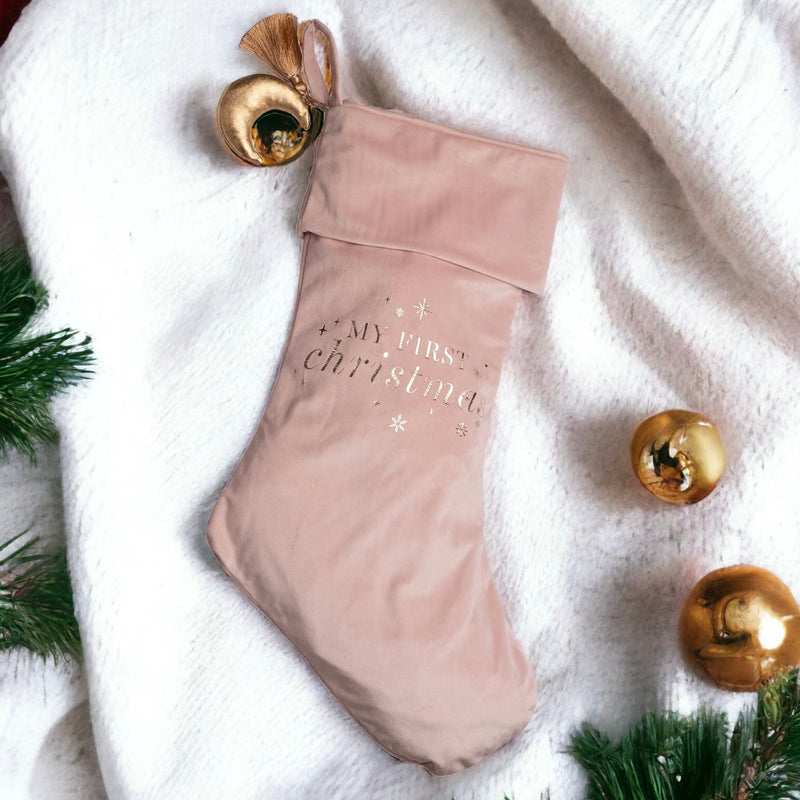 Bambino Baby's First Christmas Large Pink Stocking