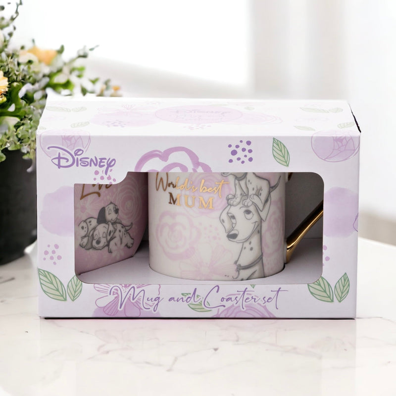 DAMAGED PACKAGING Disney 101 Dalmatians 'World's Best Mum' Mug and Coaster