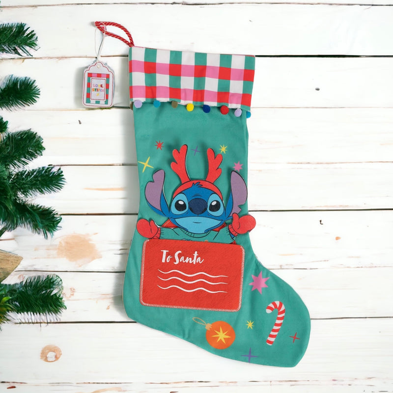 Disney Stitch Pom Pom Christmas Stocking