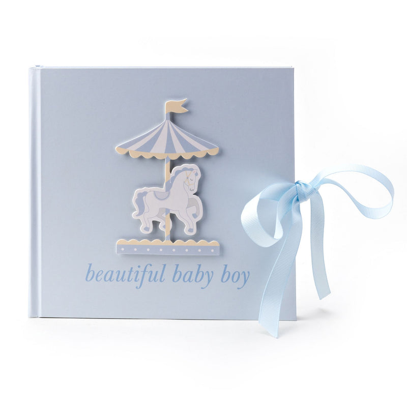 Hello Baby Carousel Design Blue 'Beautiful Baby Boy' Photo Album