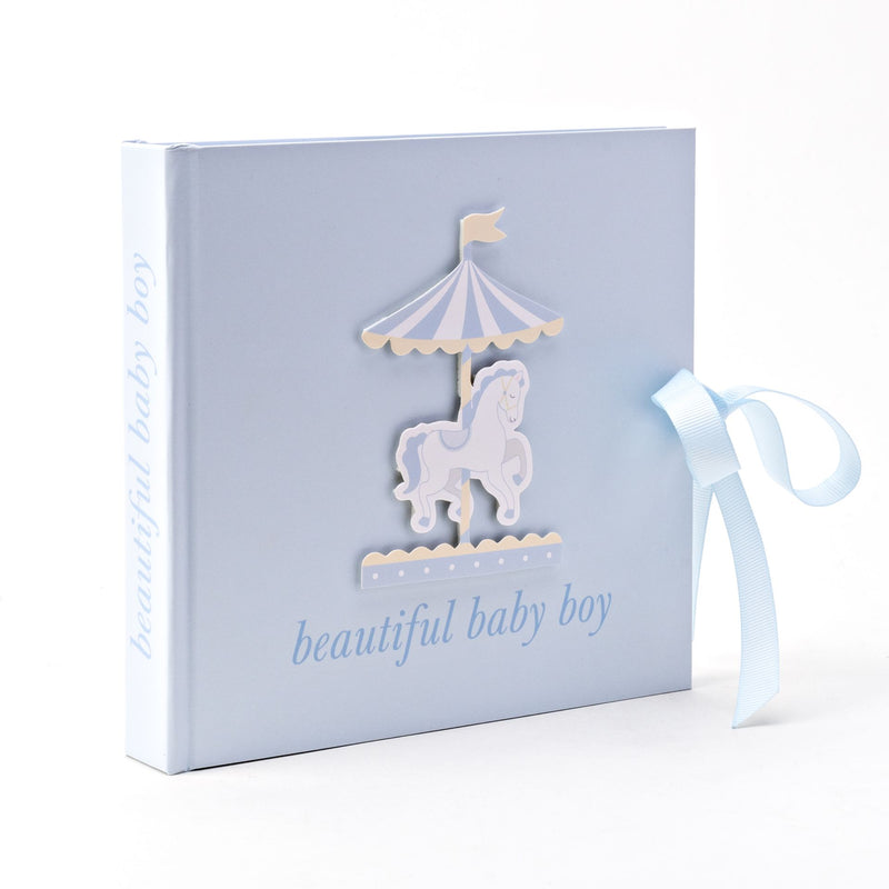 Hello Baby Carousel Design Blue 'Beautiful Baby Boy' Photo Album