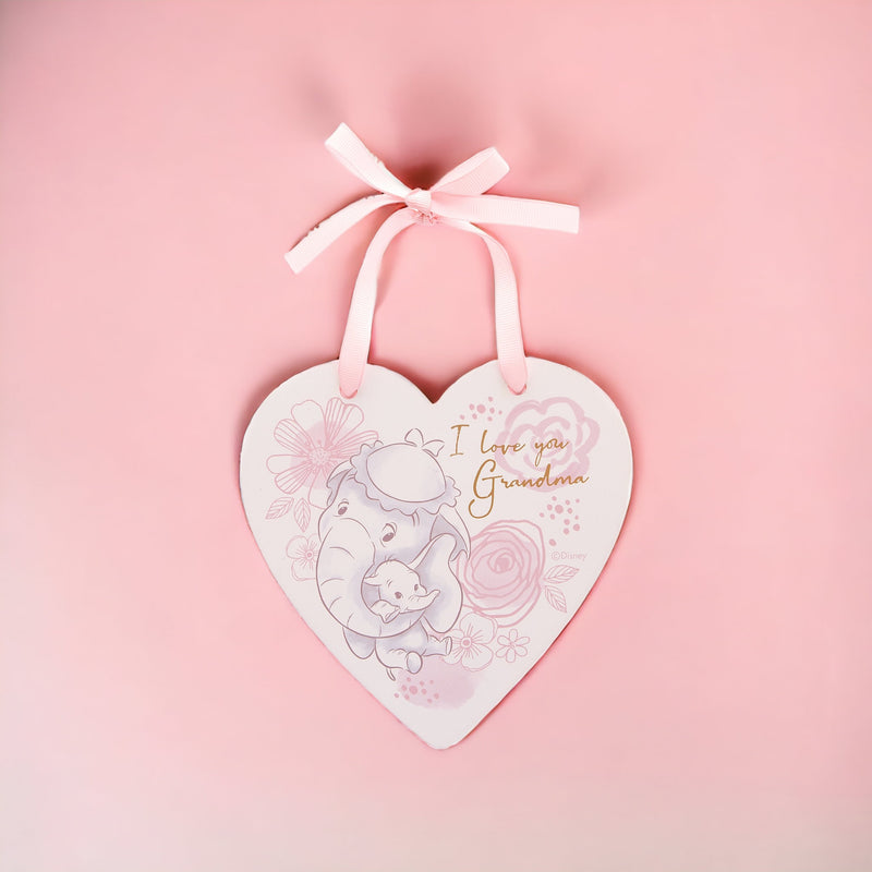 Disney Magical Beginnings Dumbo 'I Love You Grandma' Pink Heart Plaque