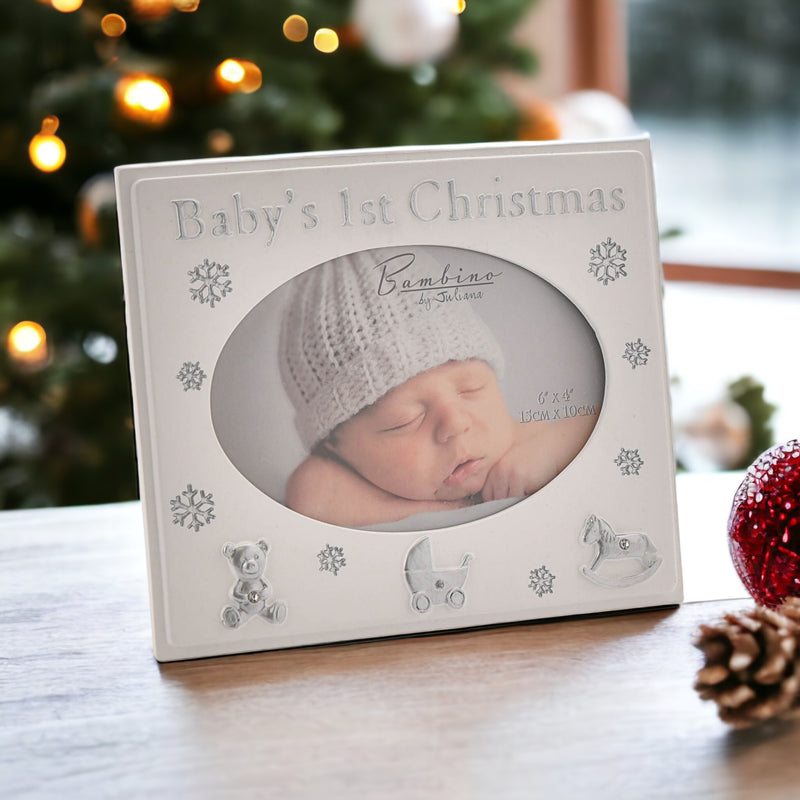 Bambino Resin Baby's 1st Christmas White Photo Frame - 4 x 6"