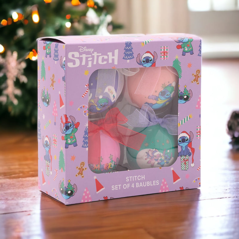 Disney Stitch Set of 4 Colourful Boxed Baubles